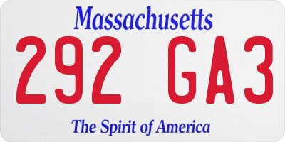 MA license plate 292GA3