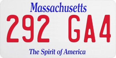 MA license plate 292GA4