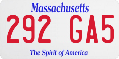 MA license plate 292GA5