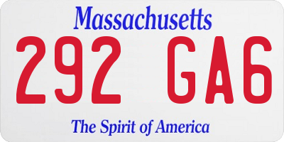 MA license plate 292GA6