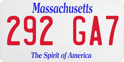 MA license plate 292GA7