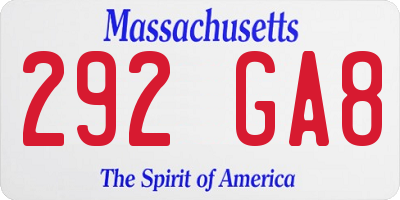 MA license plate 292GA8