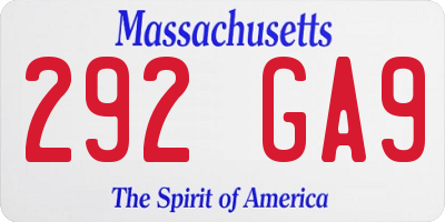MA license plate 292GA9