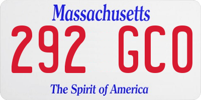 MA license plate 292GC0