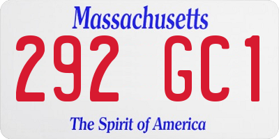 MA license plate 292GC1