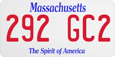 MA license plate 292GC2