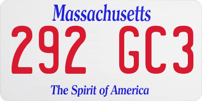 MA license plate 292GC3