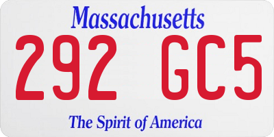 MA license plate 292GC5