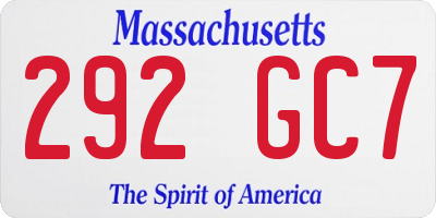 MA license plate 292GC7