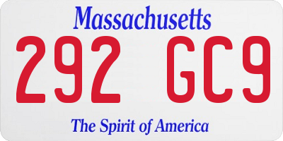 MA license plate 292GC9