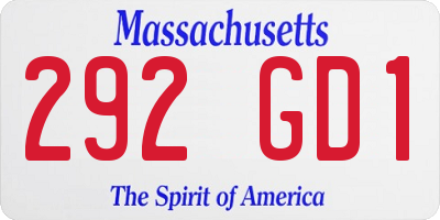 MA license plate 292GD1