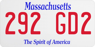 MA license plate 292GD2