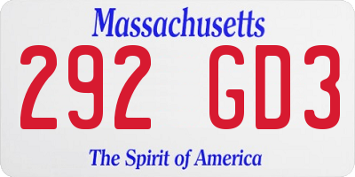 MA license plate 292GD3