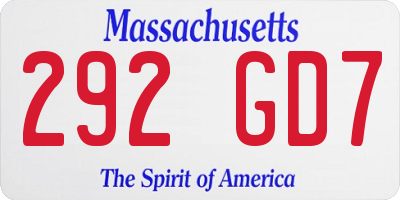 MA license plate 292GD7