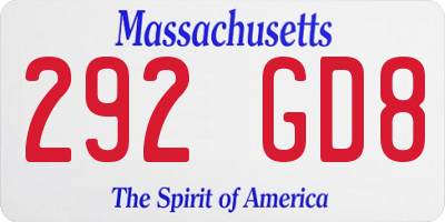 MA license plate 292GD8