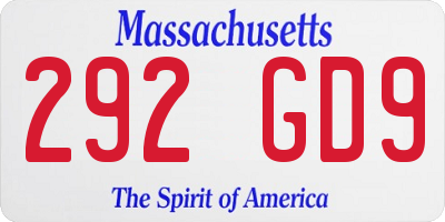 MA license plate 292GD9