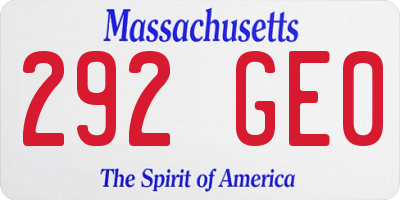 MA license plate 292GE0