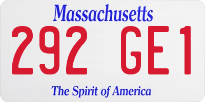 MA license plate 292GE1