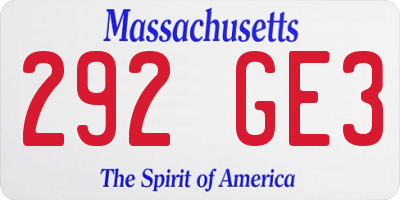 MA license plate 292GE3