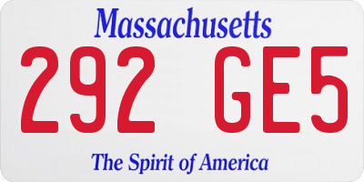 MA license plate 292GE5