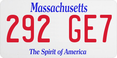 MA license plate 292GE7