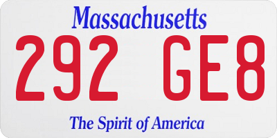 MA license plate 292GE8