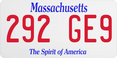 MA license plate 292GE9