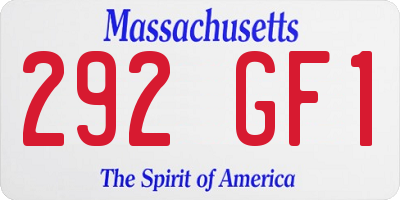 MA license plate 292GF1