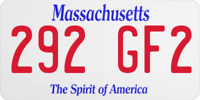 MA license plate 292GF2