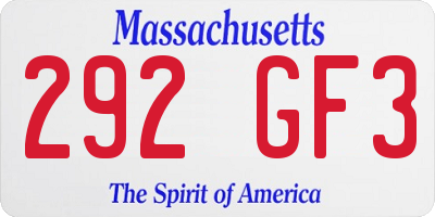 MA license plate 292GF3