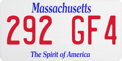 MA license plate 292GF4