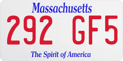 MA license plate 292GF5