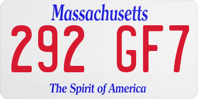 MA license plate 292GF7