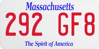 MA license plate 292GF8