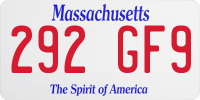 MA license plate 292GF9