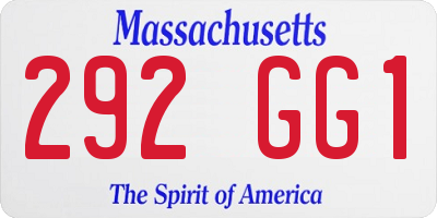 MA license plate 292GG1