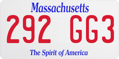 MA license plate 292GG3
