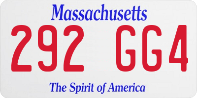 MA license plate 292GG4
