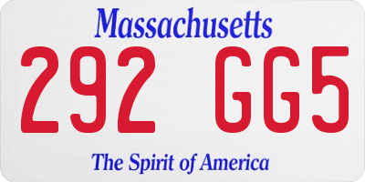 MA license plate 292GG5