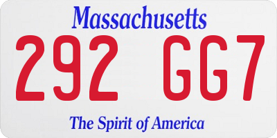 MA license plate 292GG7