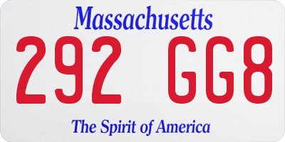 MA license plate 292GG8