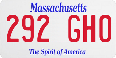 MA license plate 292GH0