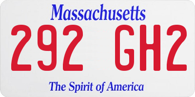 MA license plate 292GH2