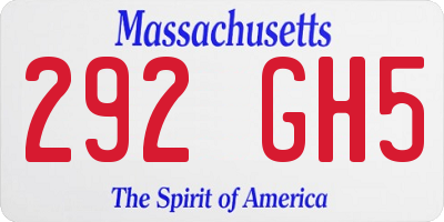 MA license plate 292GH5