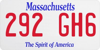 MA license plate 292GH6
