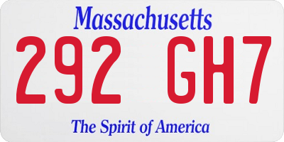 MA license plate 292GH7