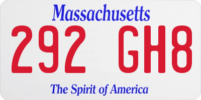 MA license plate 292GH8