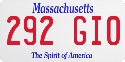 MA license plate 292GI0
