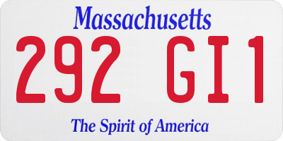 MA license plate 292GI1