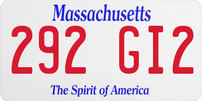 MA license plate 292GI2